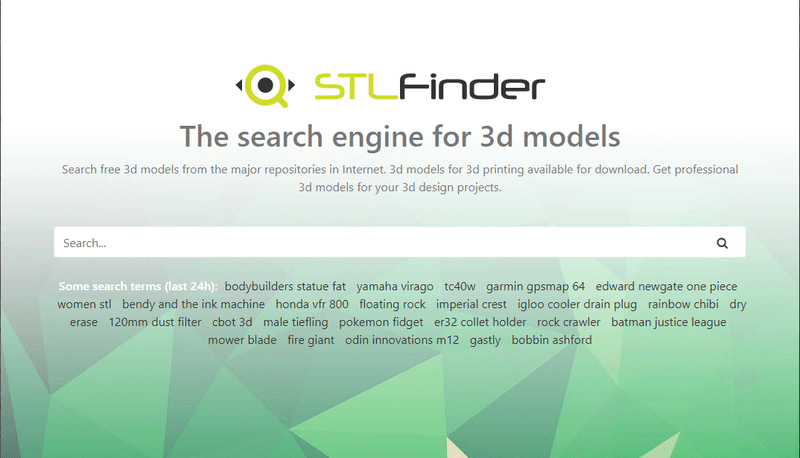Интерфейс  поисковая система файлов STL STLFinder для 3д моделей